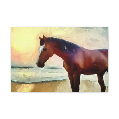 Horse wall art, beach wall art, ocean art, Canvas Gallery Wraps, Horse Beach, Sunset Beach - SaviTraviDesigns