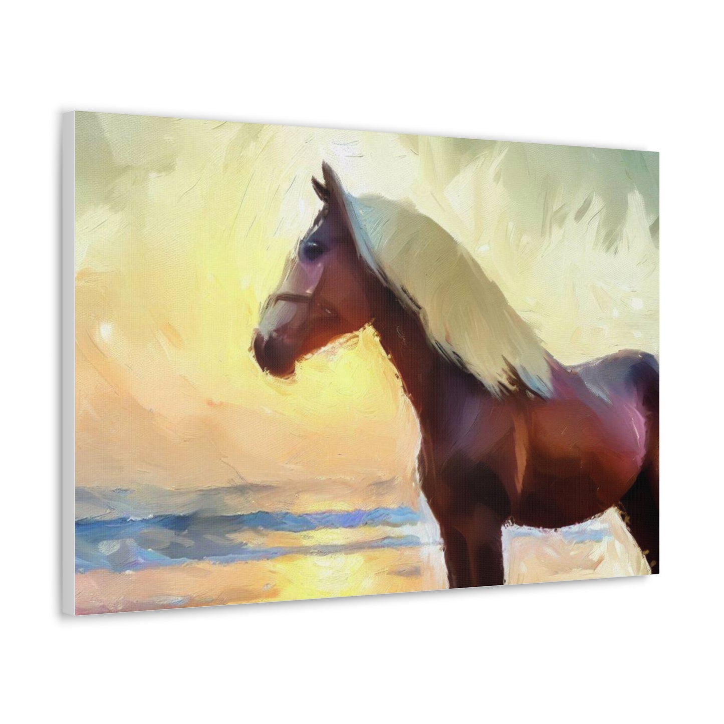 Horse wall art, beach wall art, ocean art, Canvas Gallery Wraps, Horse Beach, Sunset Beach - SaviTraviDesigns