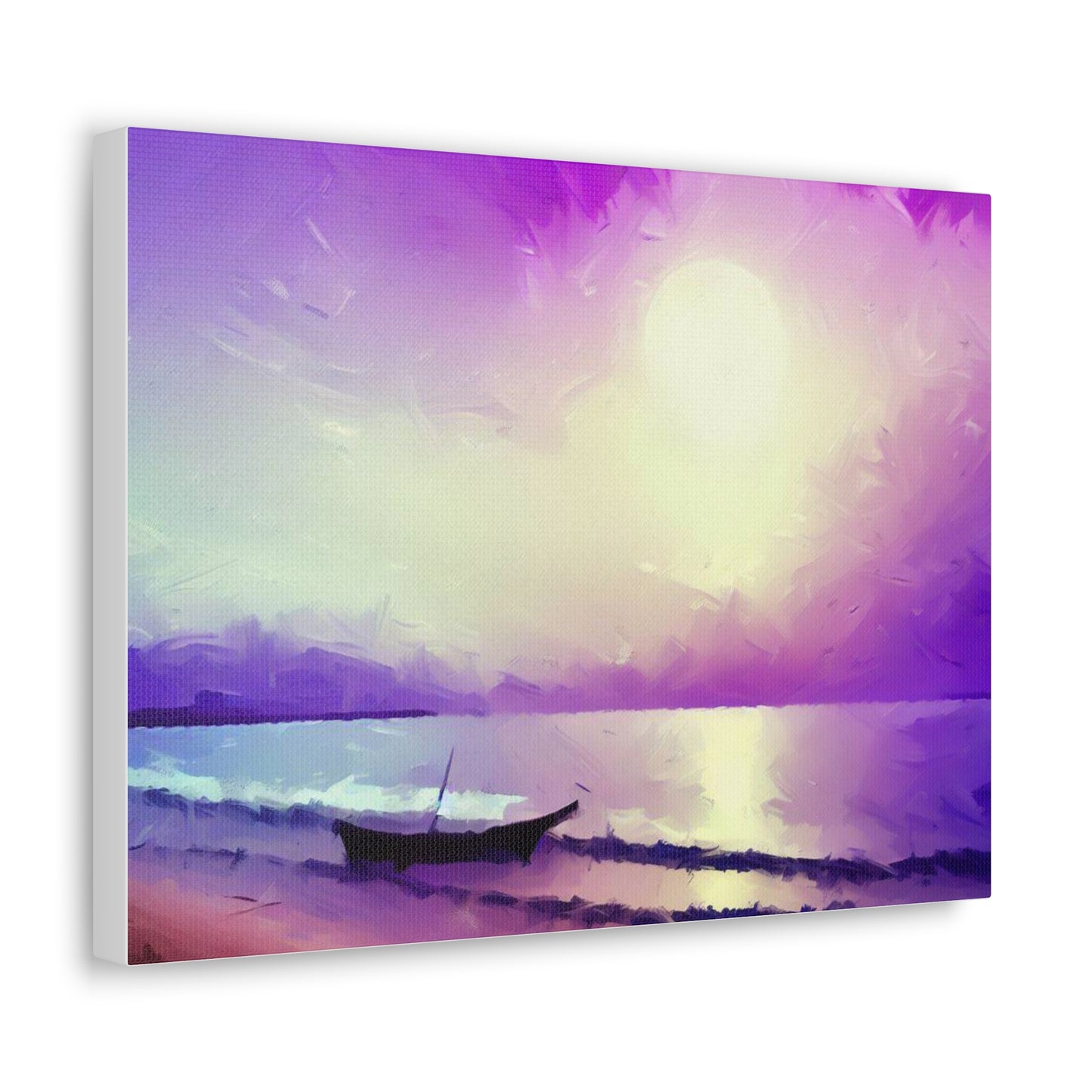 Sailboat Beach, Purple Sunset, Beach wall art, sunset wall art, beach art, Canvas Gallery Wraps