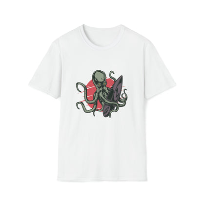 Octopus Surfing |Beach Lifestyle Shirts | Summer Vibe Apparel White