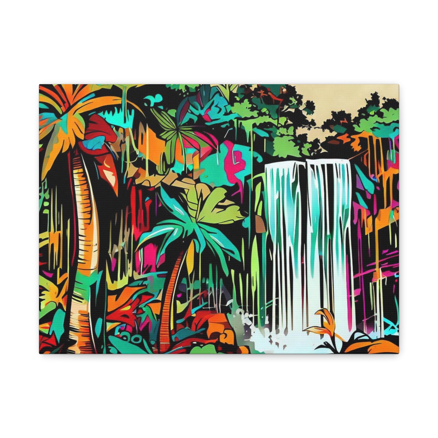 Jungle Waterfall, Rainforest Waterfall, Graffiti-inspired home decor, Modern street art prints, Graffiti wall art, Street art canvas art, Graffiti artist prints - SaviTraviDesigns