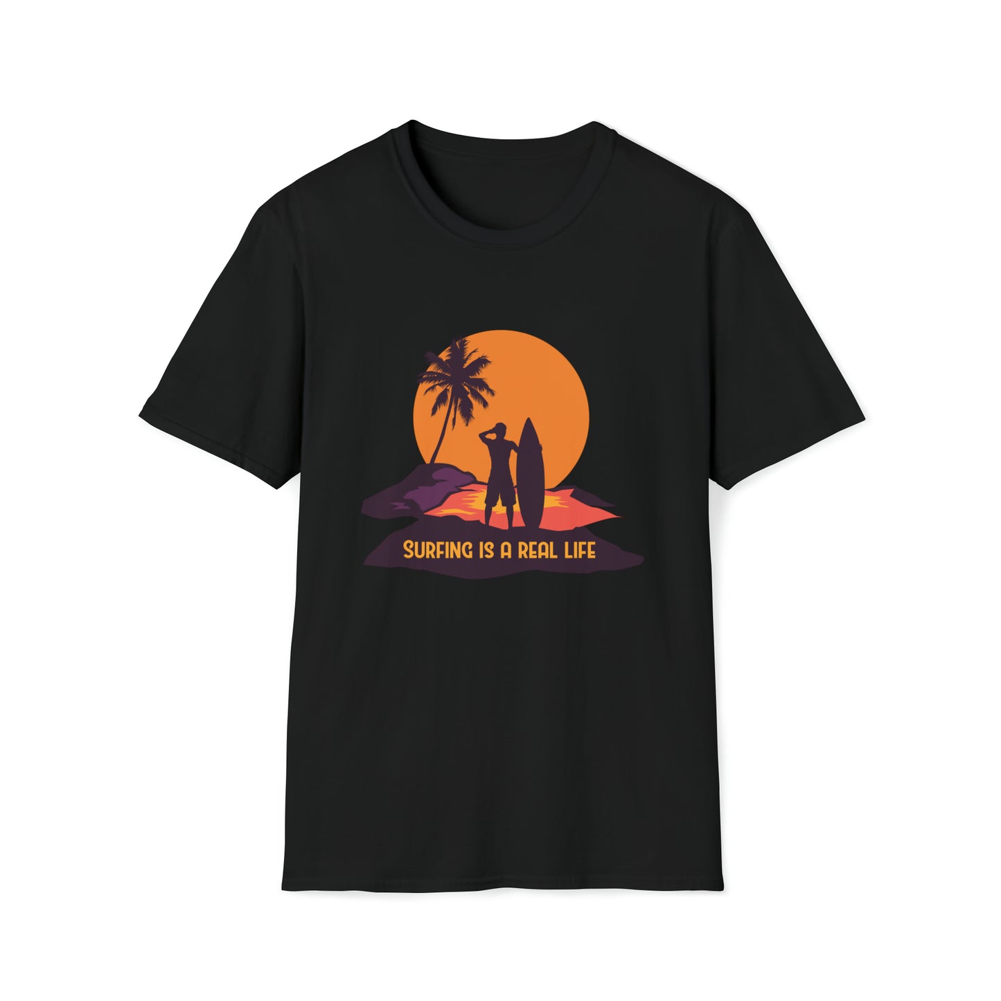 Surfing is Real Life |Beach Lifestyle Shirts | Summer Vibe Apparel Black