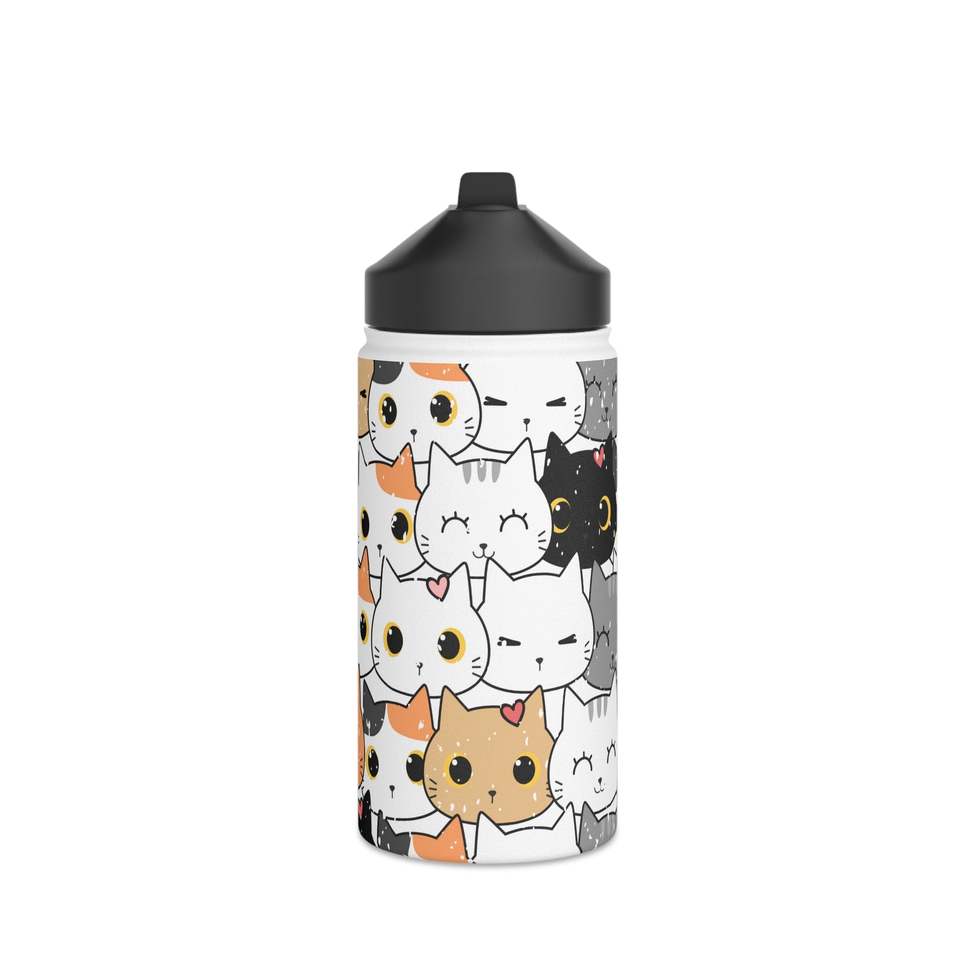 Cat water bottle, Stainless Steel Water Bottle, Standard Lid, Eco Bottle - SaviTraviDesigns