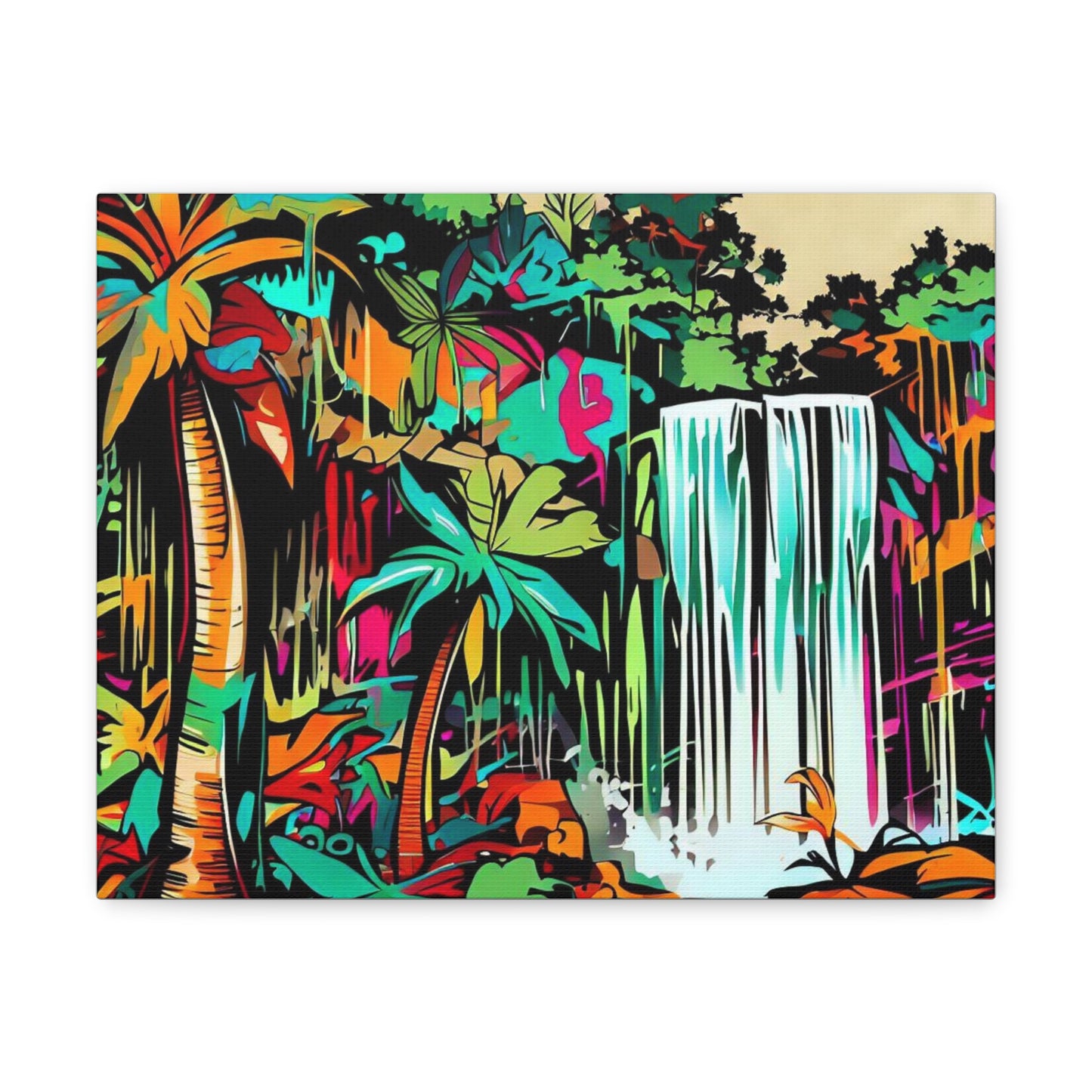 Jungle Waterfall, Rainforest Waterfall, Graffiti-inspired home decor, Modern street art prints, Graffiti wall art, Street art canvas art, Graffiti artist prints - SaviTraviDesigns