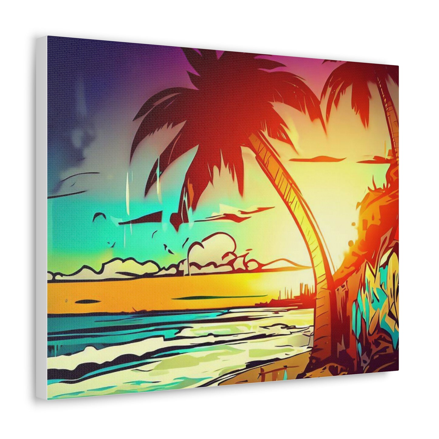 Graffiti Palm Tree, Sunset Beach, Graffiti art prints, Street art canvas, Urban art decor, Graffiti-style wall art, Graffiti canvas prints, Street art posters