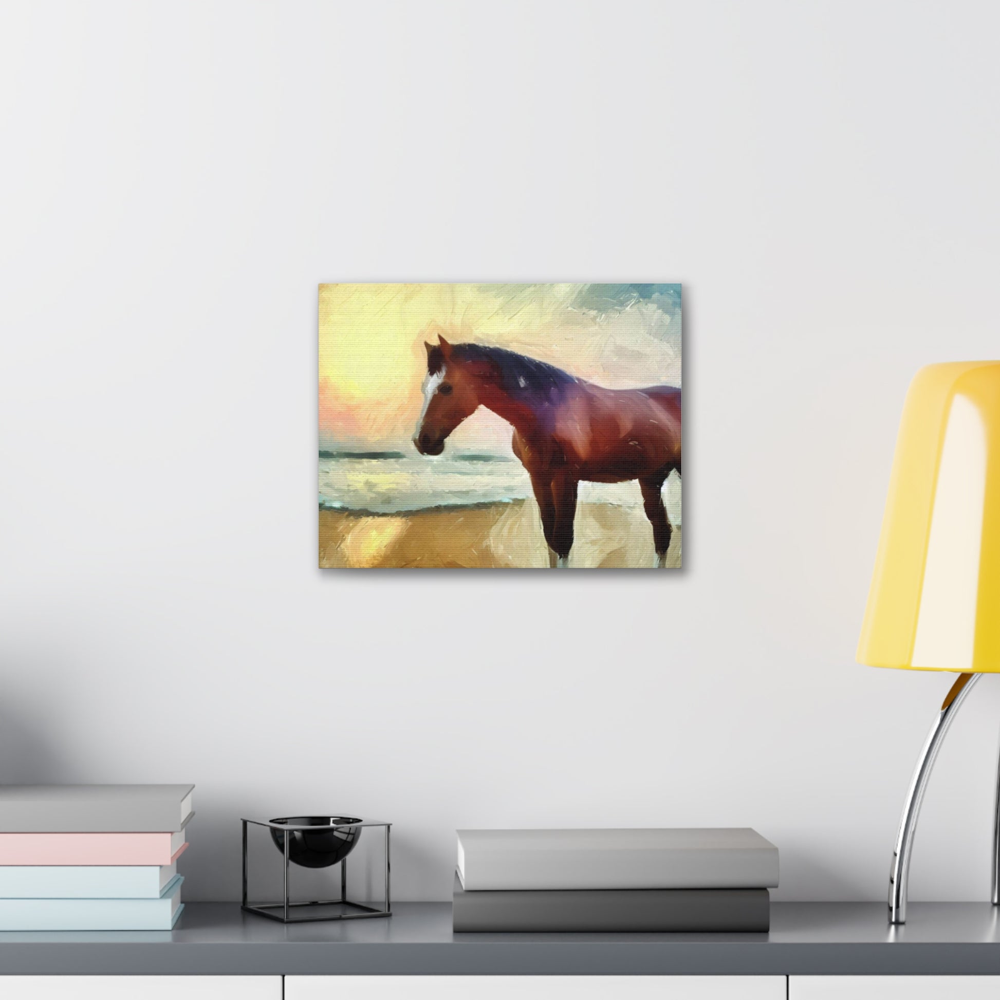 Horse wall art, beach wall art, ocean art, Canvas Gallery Wraps, Horse Beach, Sunset Beach - SaviTraviDesigns