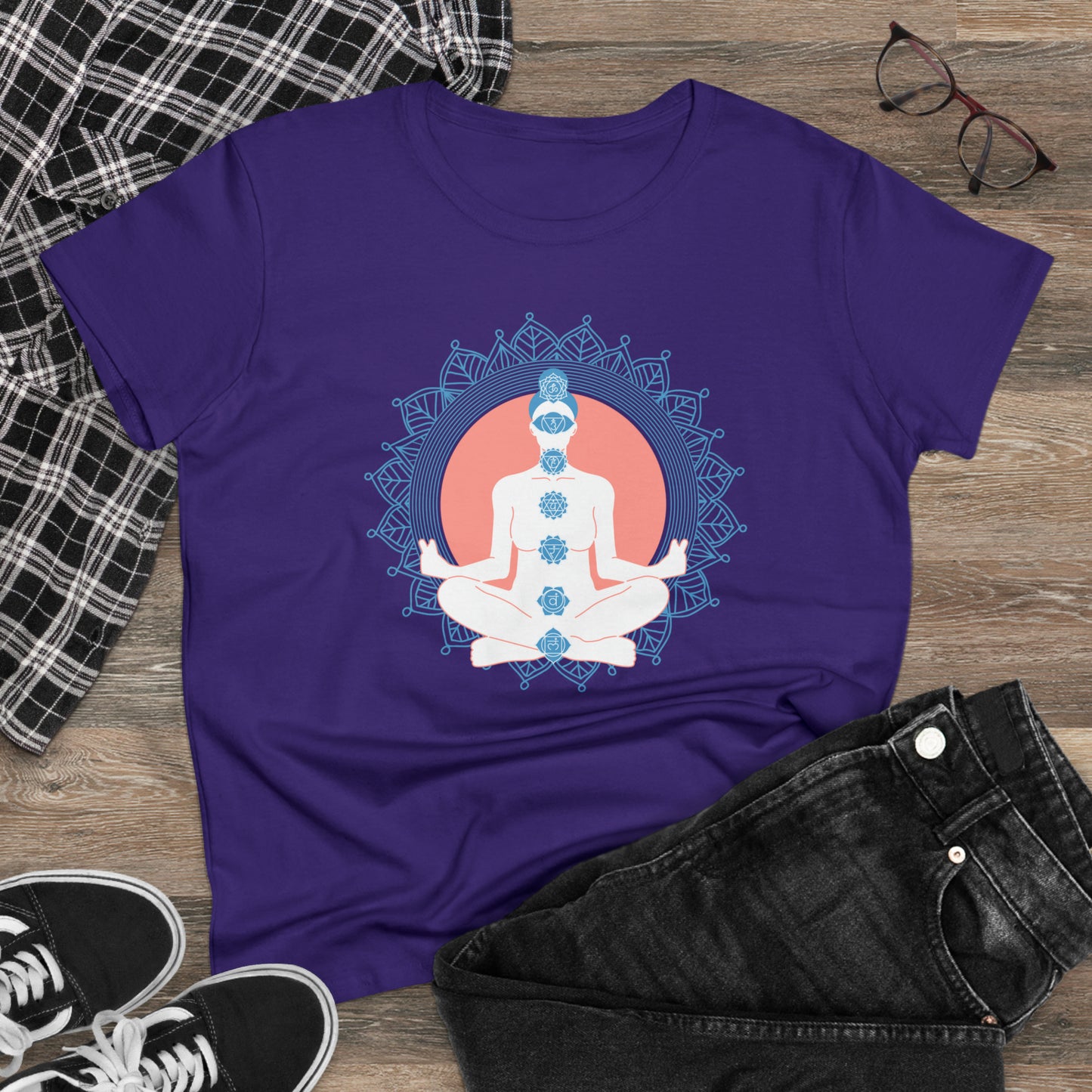 Meditation T-Shirts, Yoga Graphic Tees, Mindfulness Apparel, Zen T-Shirts, Spiritual Shirts, Chakra Tees, Womens T-Shirt Purple