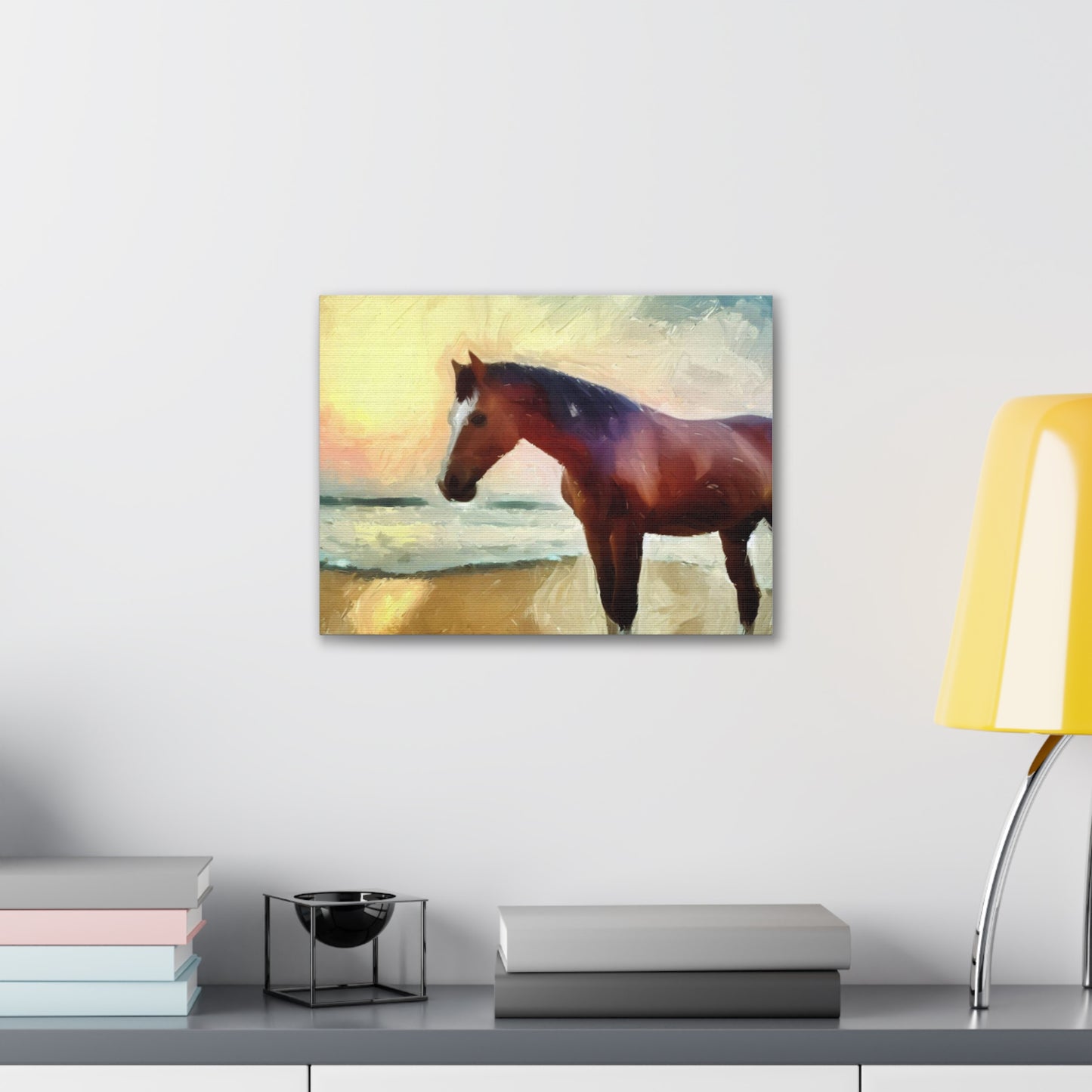 Horse wall art, beach wall art, ocean art, Canvas Gallery Wraps, Horse Beach, Sunset Beach - SaviTraviDesigns