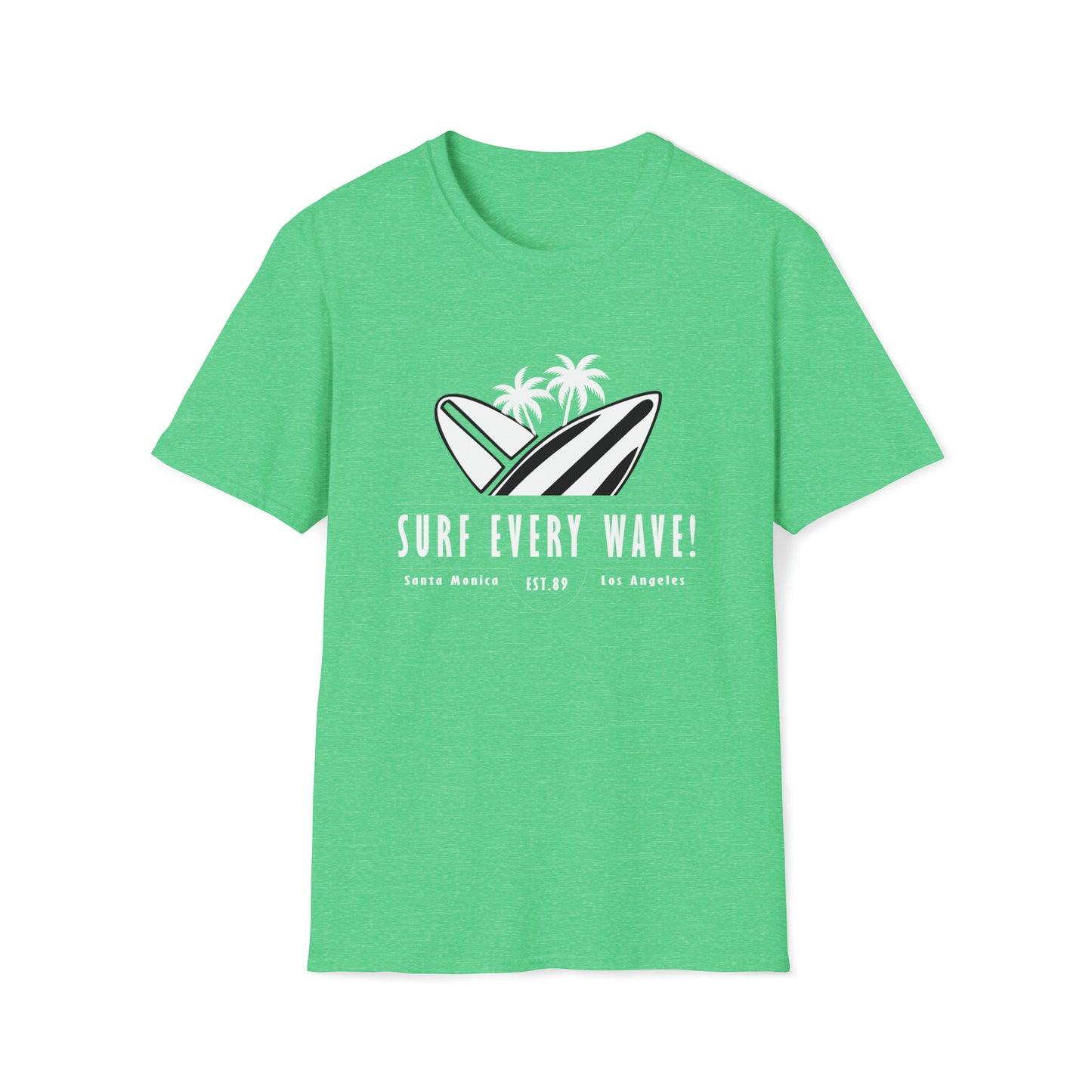 Surf Every Wave |Beach Lifestyle Shirts | Summer Vibe Apparel Heather Irish Green