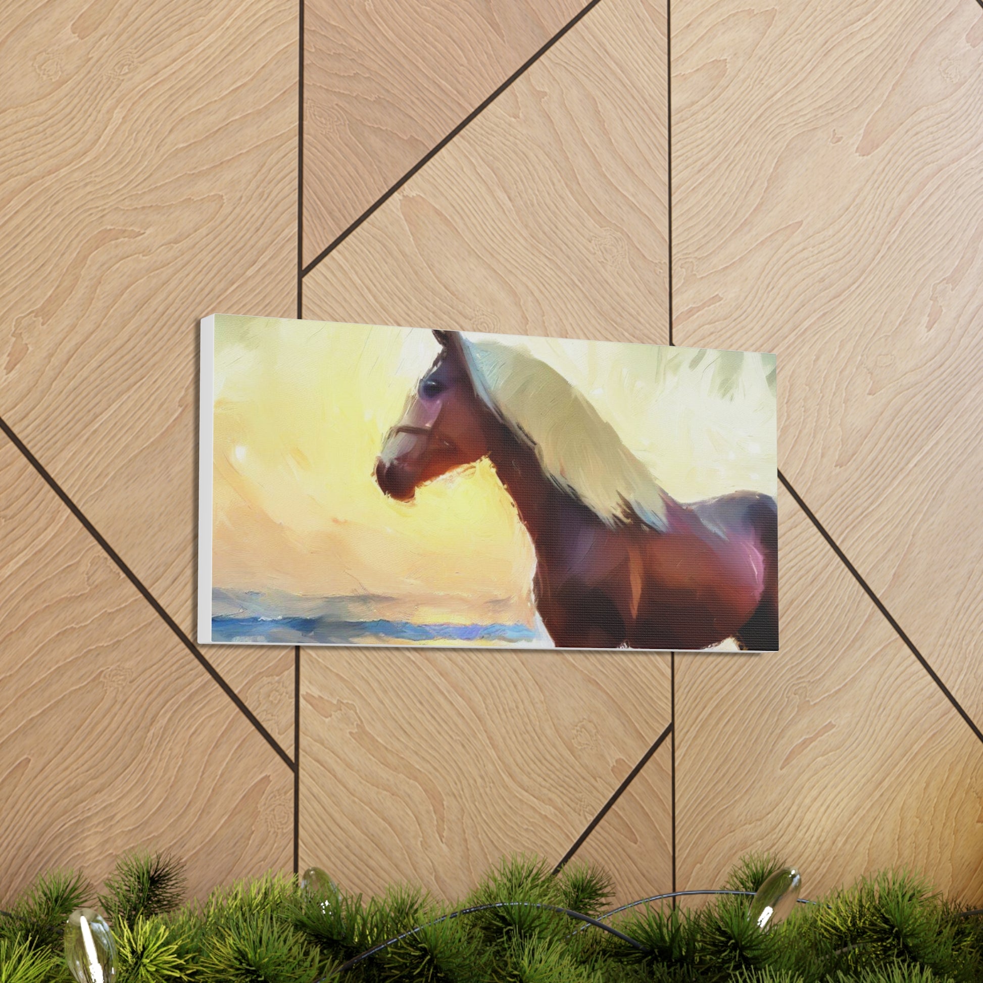 Horse wall art, beach wall art, ocean art, Canvas Gallery Wraps, Horse Beach, Sunset Beach - SaviTraviDesigns