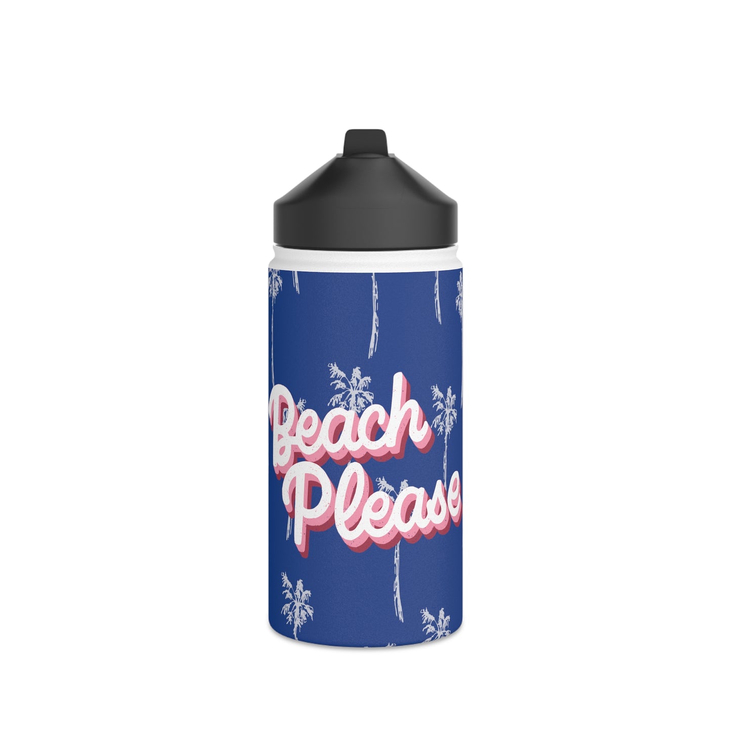 Beach Please water bottle, design water bottle, Stainless Steel Water Bottle, Standard Lid - SaviTraviDesigns