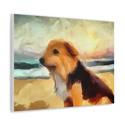 Dog wall art, ocean wall art, beach art, Canvas Gallery Wraps, Dog Beach - SaviTraviDesigns