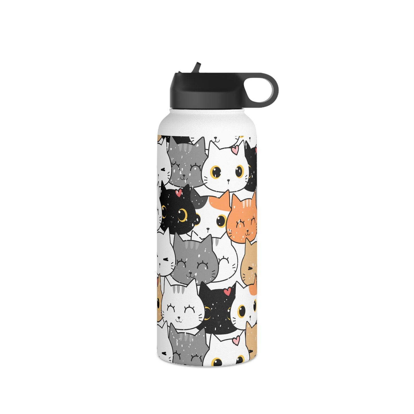 Cat water bottle, Stainless Steel Water Bottle, Standard Lid, Eco Bottle - SaviTraviDesigns