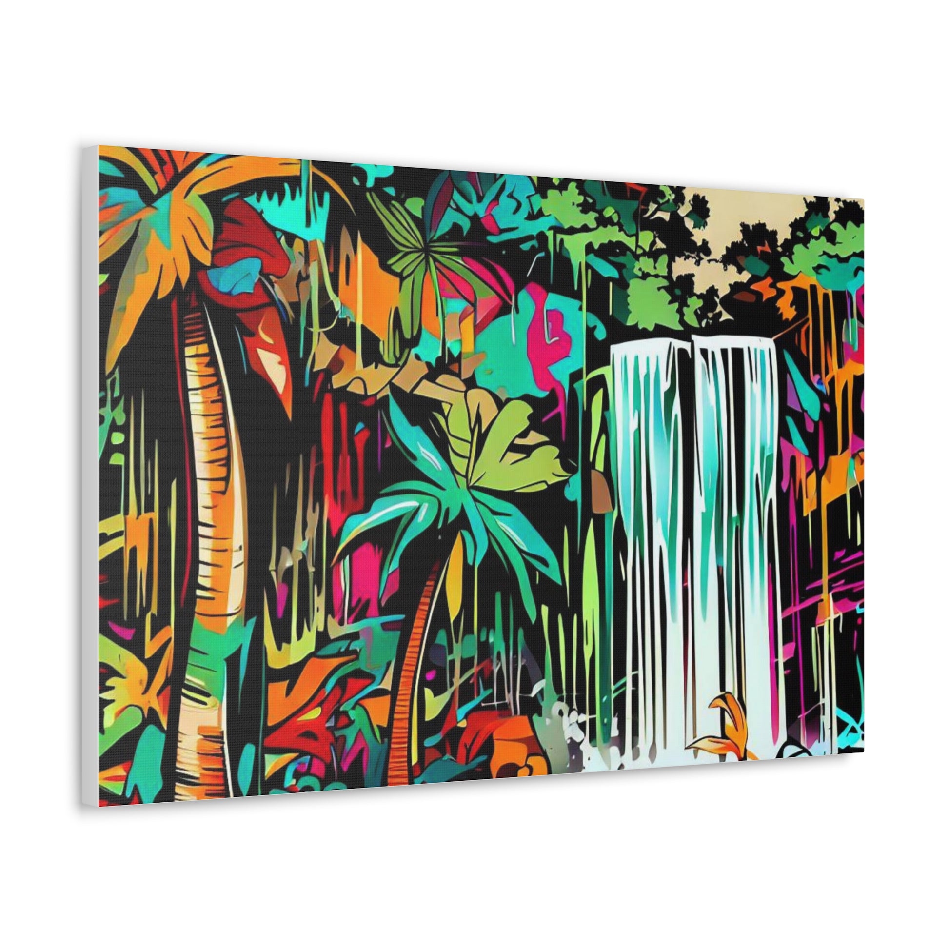 Jungle Waterfall, Rainforest Waterfall, Graffiti-inspired home decor, Modern street art prints, Graffiti wall art, Street art canvas art, Graffiti artist prints - SaviTraviDesigns