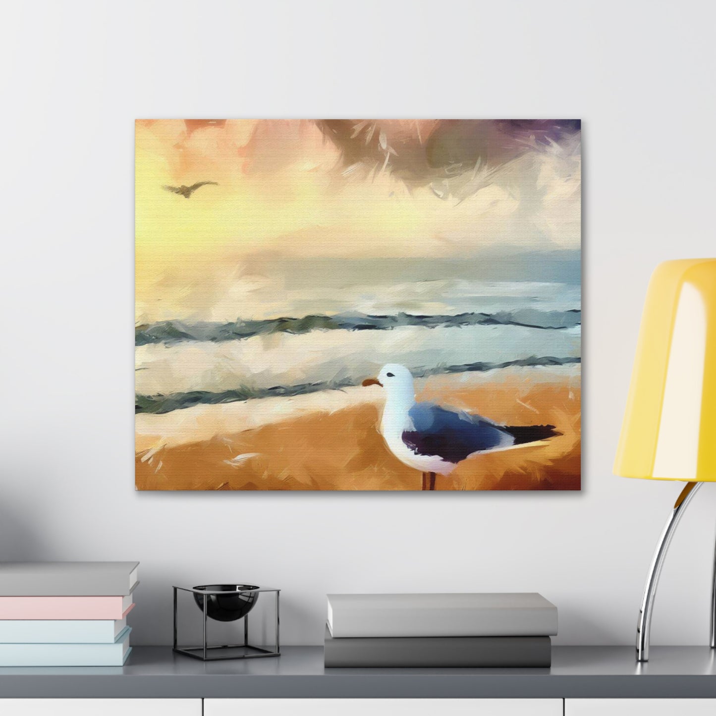 Seagull Painting, Beach wall art, Ocean Wall Art, Canvas Gallery Wraps