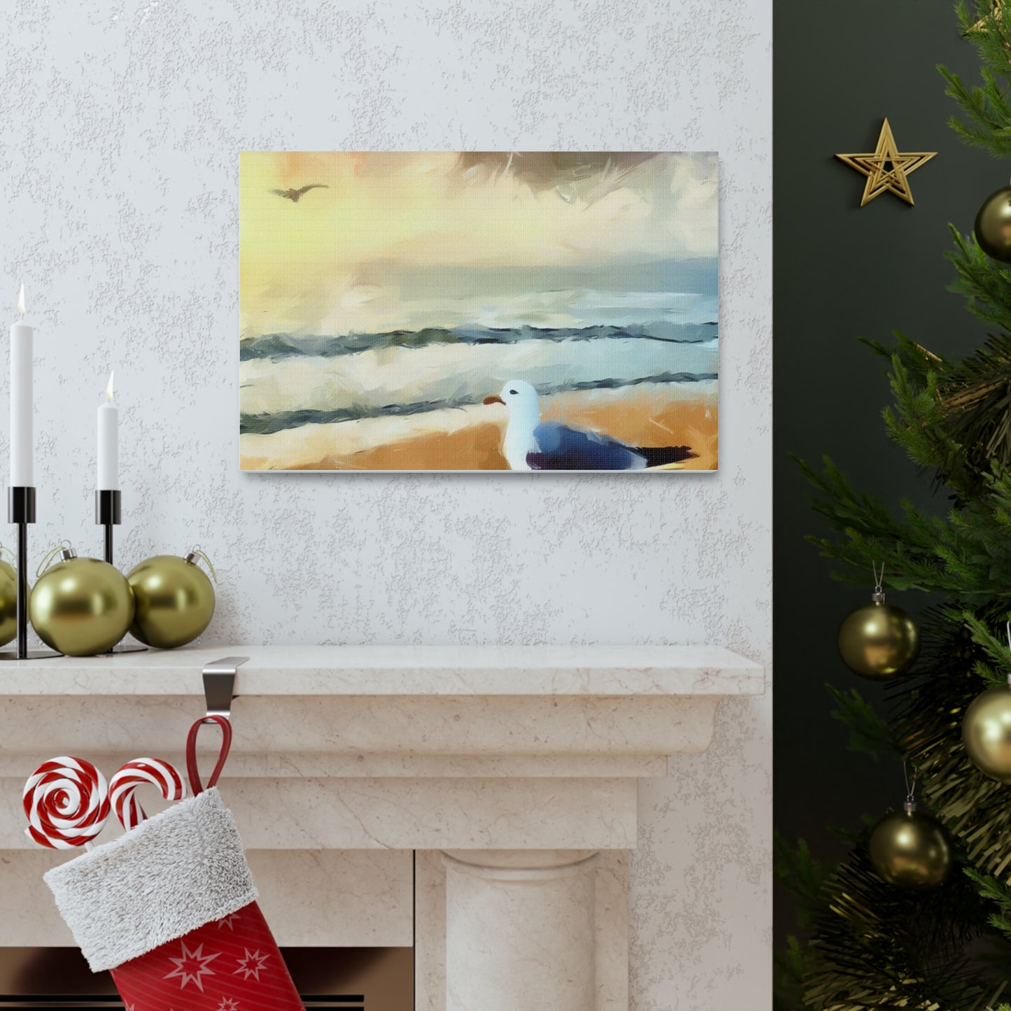 Seagull Painting, Beach wall art, Ocean Wall Art, Canvas Gallery Wraps