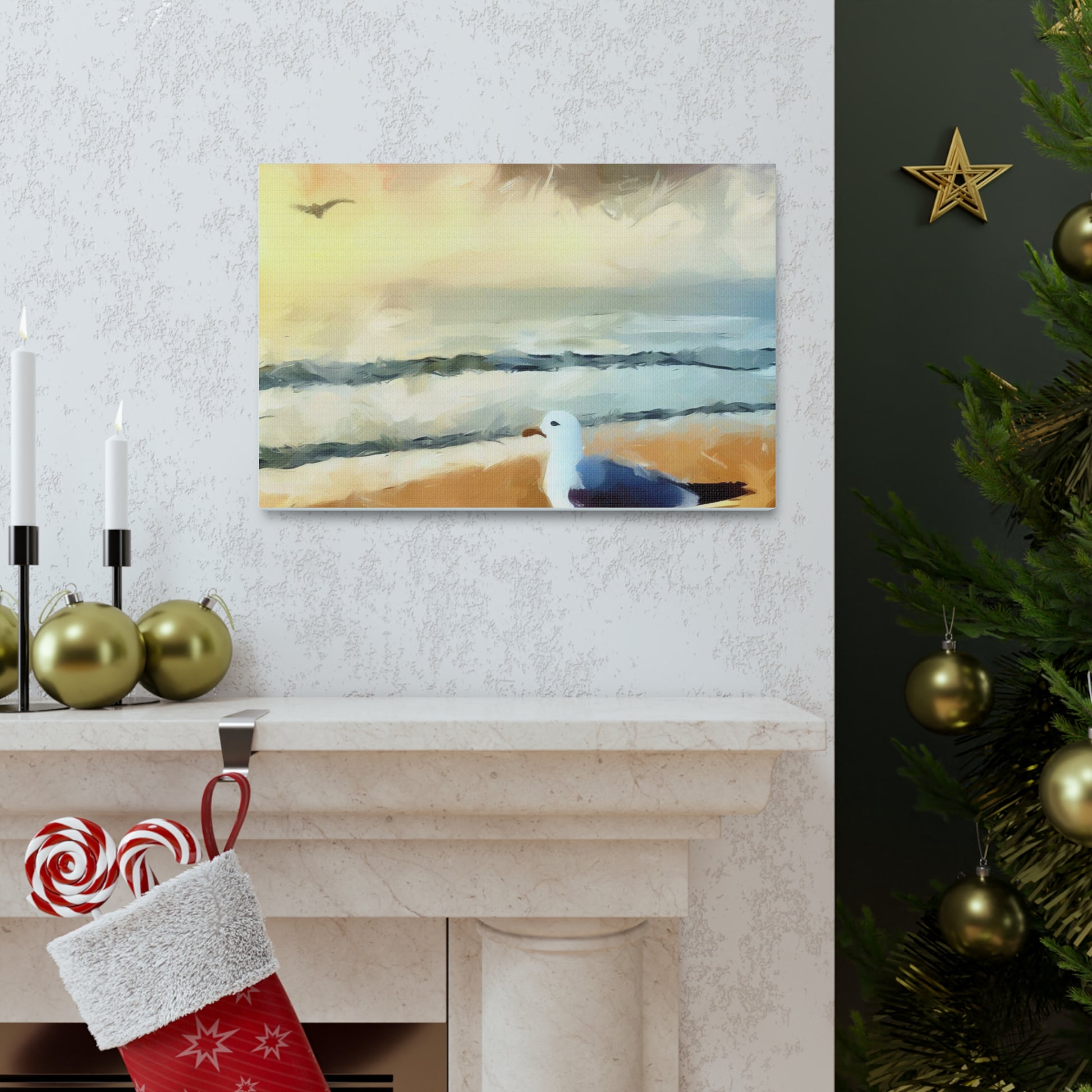 Seagull Painting, Beach wall art, Ocean Wall Art, Canvas Gallery Wraps