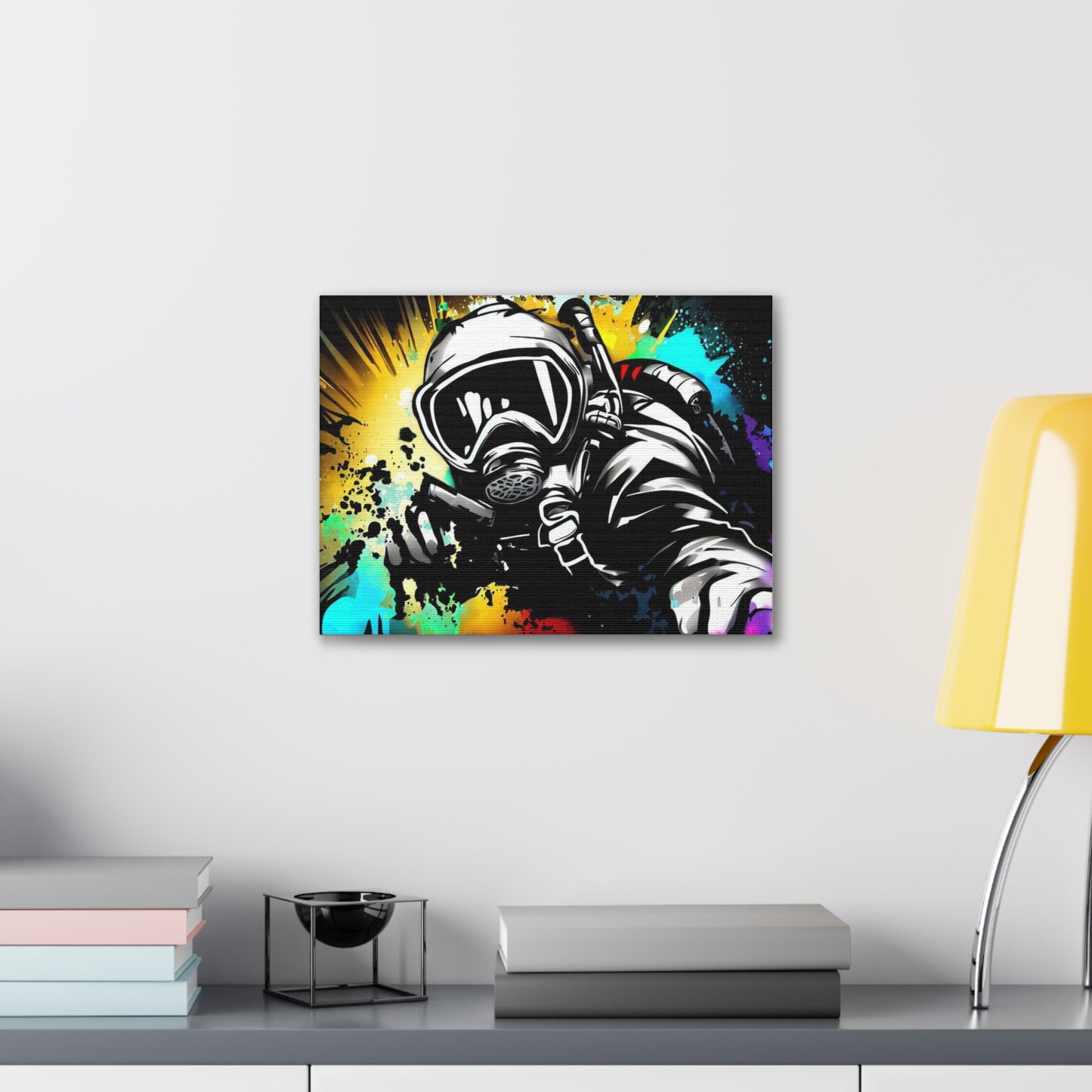 Gas Mask, SCUBA Diver, Graffiti Artist, Graffiti-inspired home decor, Modern street art prints, Graffiti wall art, Street art canvas art, Graffiti artist prints