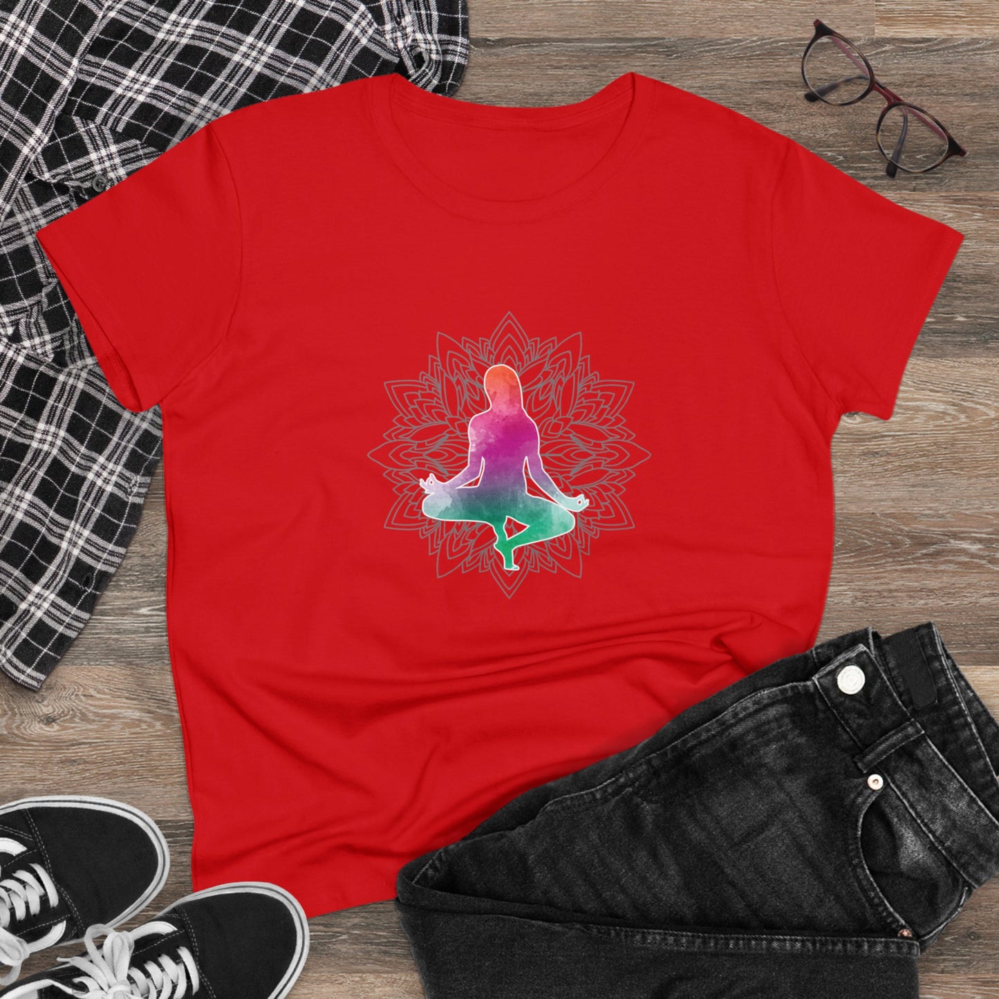 Meditation T-Shirts, Yoga Graphic Tees, Mindfulness Apparel, Zen T-Shirts, Spiritual Shirts, Chakra Tees Red