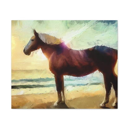 Horse wall art, Beach wall art, ocean wall art, Canvas Gallery Wraps, Horse Beach, Sunset Beach - SaviTraviDesigns