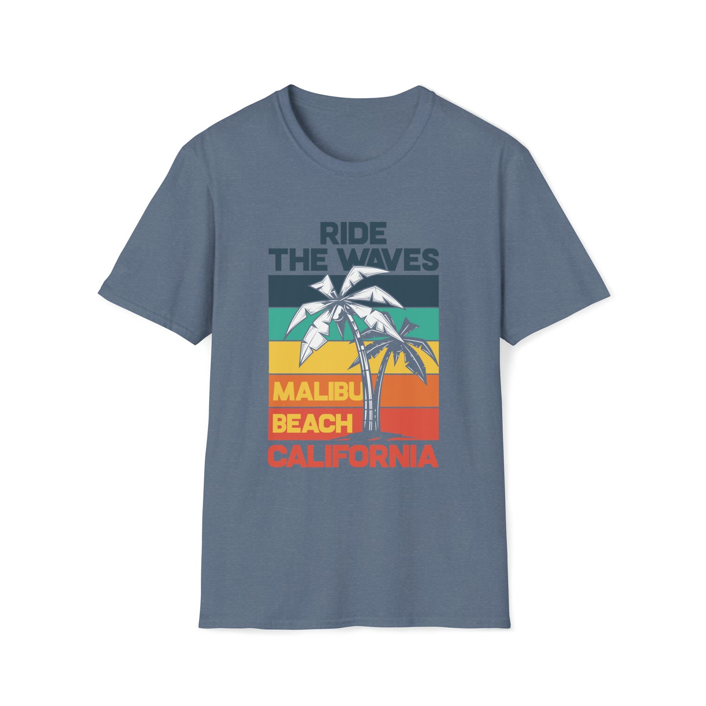 Ride The Waves Malibu Beach |Beach Life Clothing | Ocean Vibes Apparel Heather Indigo