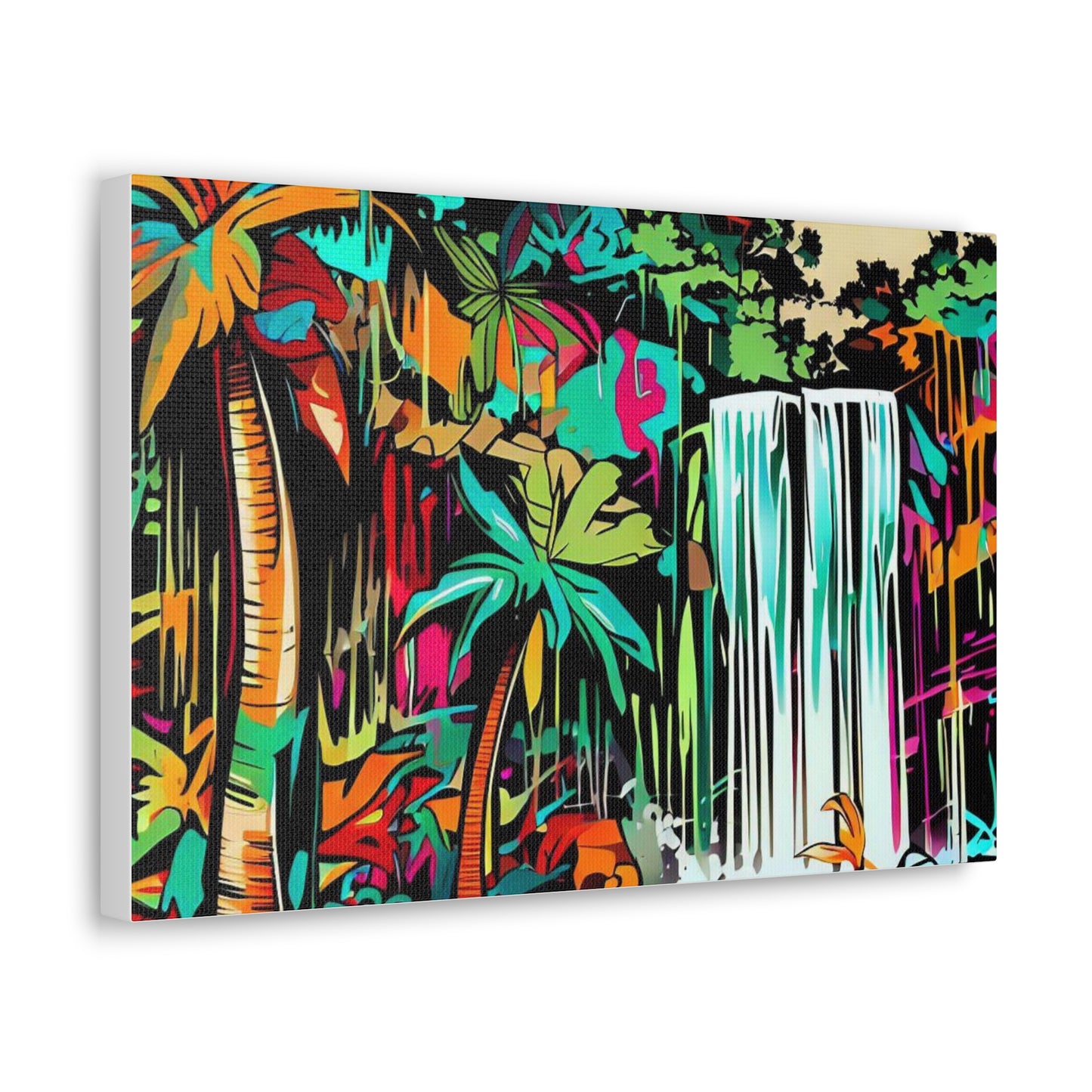 Jungle Waterfall, Rainforest Waterfall, Graffiti-inspired home decor, Modern street art prints, Graffiti wall art, Street art canvas art, Graffiti artist prints - SaviTraviDesigns