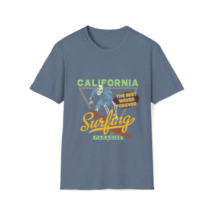 California Surfing Paradise, Beachwear Graphics, Tropical T-Shirt Designs, Ocean-Inspired Shirts, Surfing Graphics, Sun and Sand Apparel, Summer Wardrobe Essentials - SaviTraviDesigns