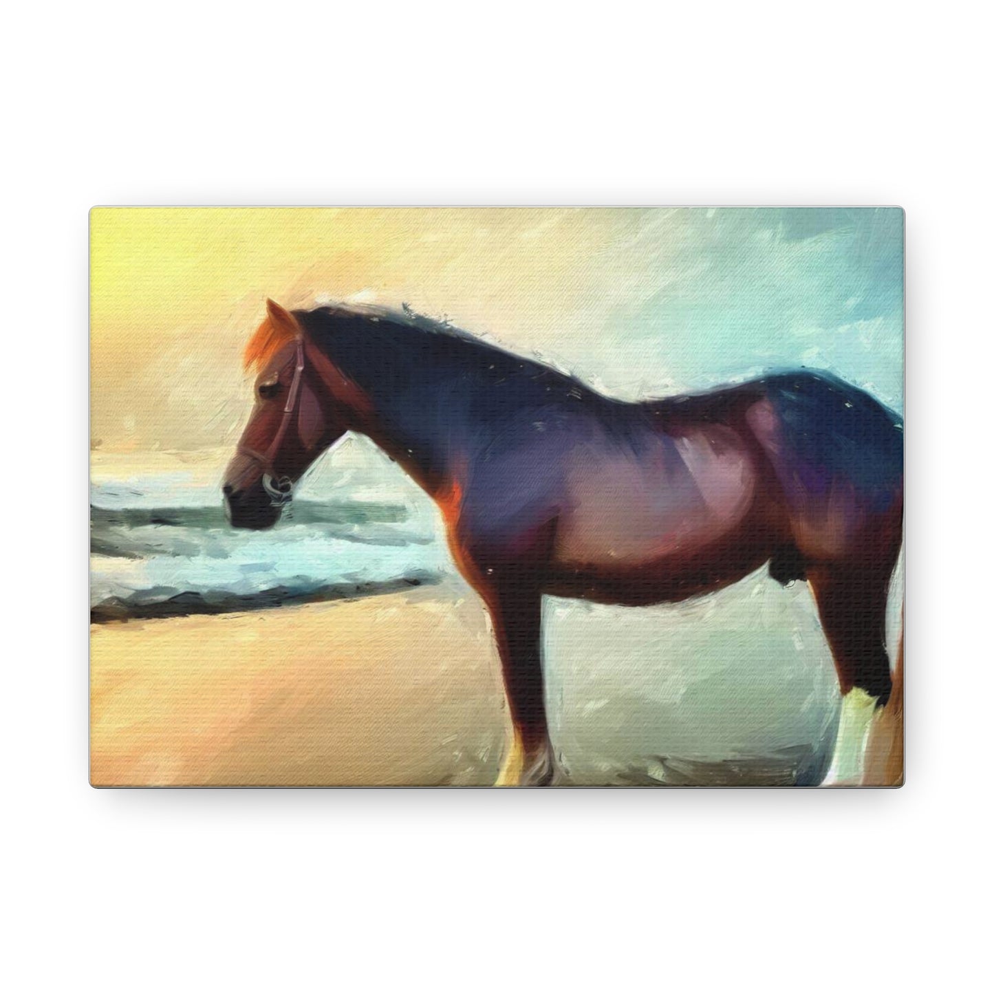 Horse wall art, Beach wall art, ocean art, Canvas Gallery Wraps, Horse Beach, Sunset Beach - SaviTraviDesigns