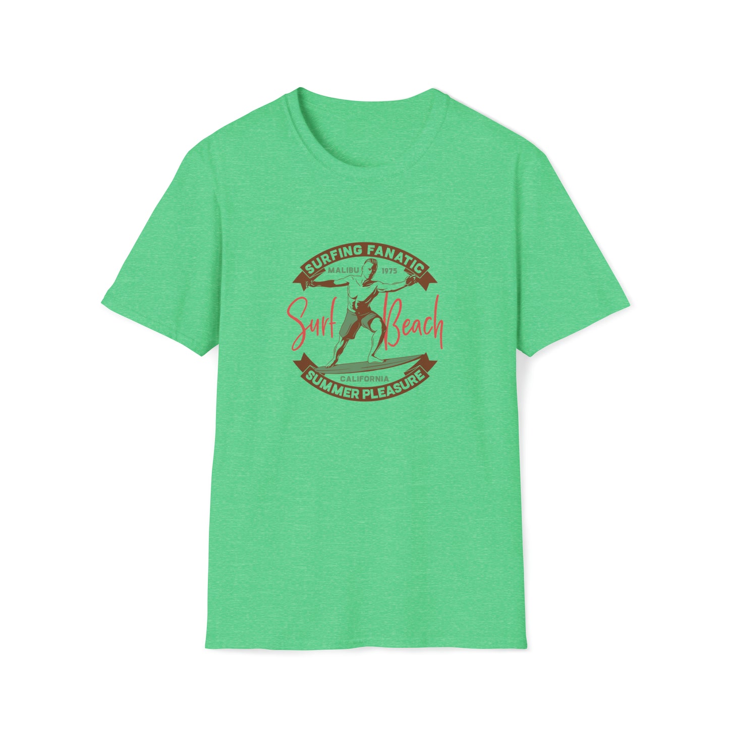 Surfing Fanatic Paradise Pleasure |Beach Lifestyle Shirts | Summer Vibe Apparel Heather Irish Green