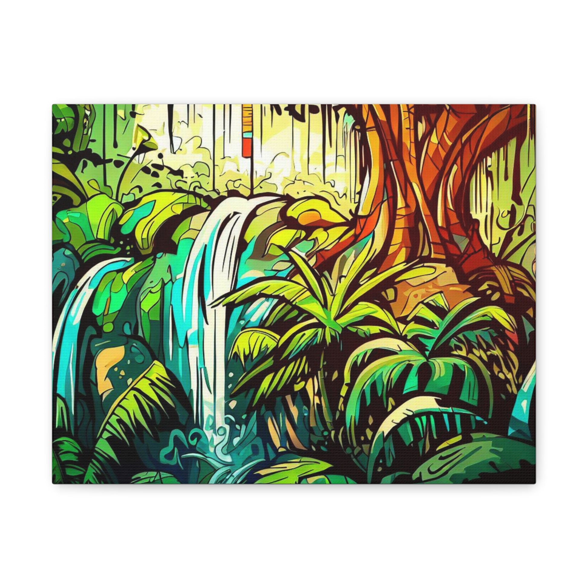 Rainforest Waterfall, Jungle Waterfall, Graffiti-inspired home decor, Modern street art prints, Graffiti wall art, Street art canvas art, Graffiti artist prints - SaviTraviDesigns