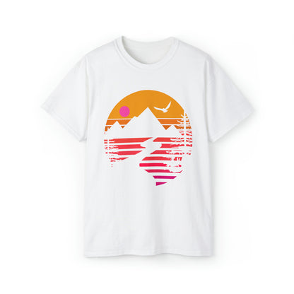 Mountain Stream Adventure Shirt | Hiking & Camping Tee | Nature-Inspired Outdoor Apparel White