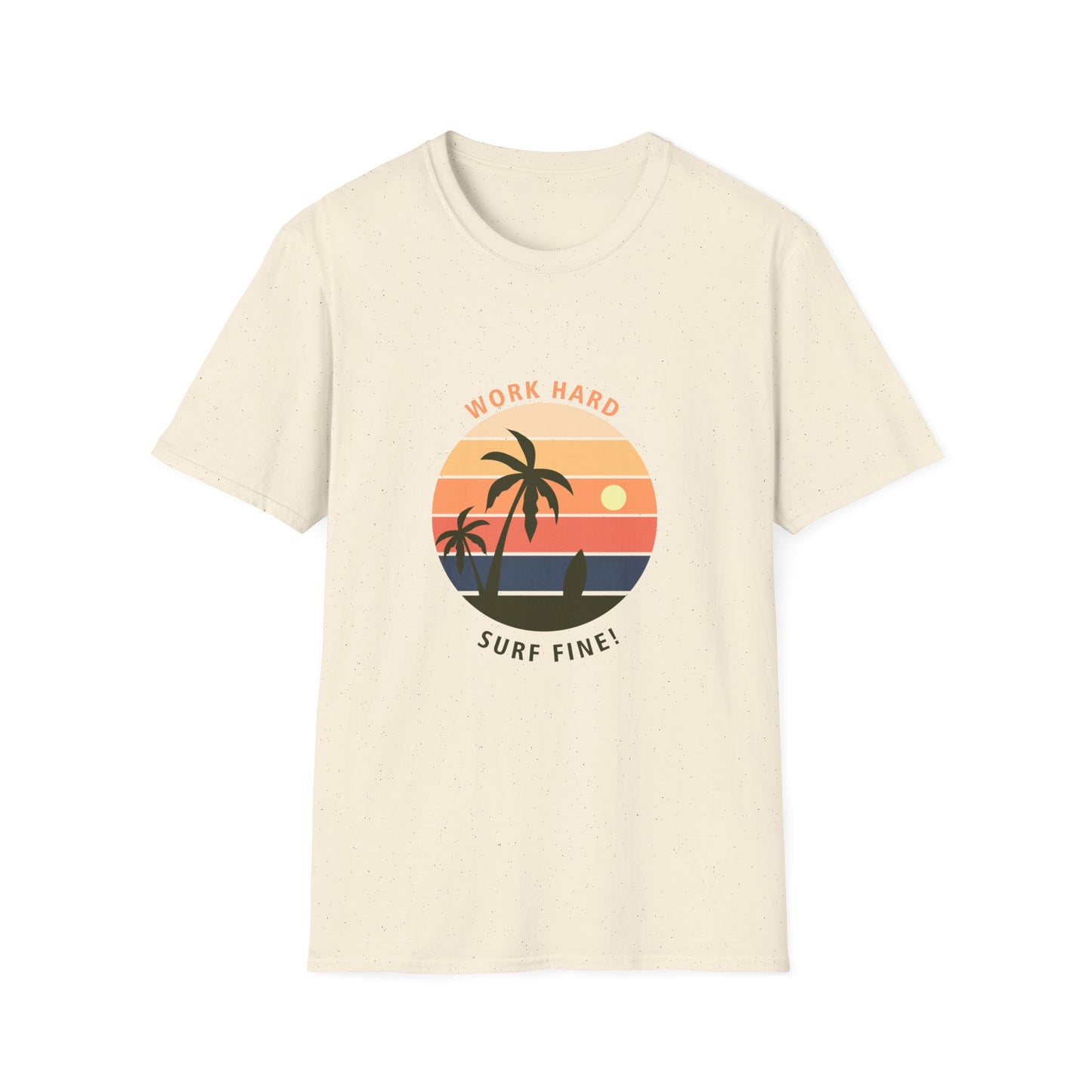 Work Hard Surf Fine Graphic T Shirt Natural