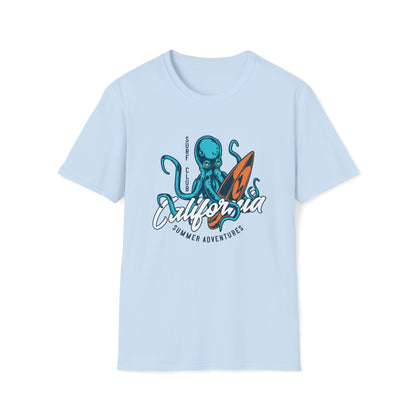 California Summer Adventures Surf Club |Beach Lifestyle Shirts | Summer Vibe Apparel Light Blue