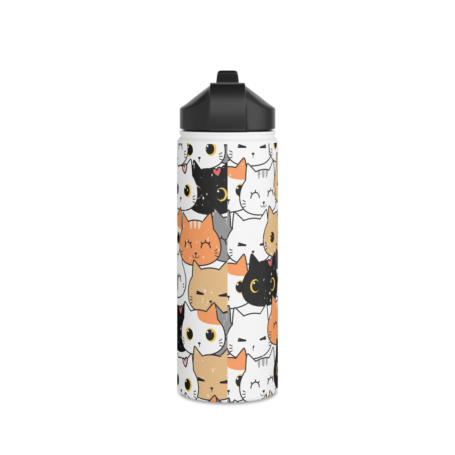 Cat water bottle, Stainless Steel Water Bottle, Standard Lid, Eco Bottle - SaviTraviDesigns