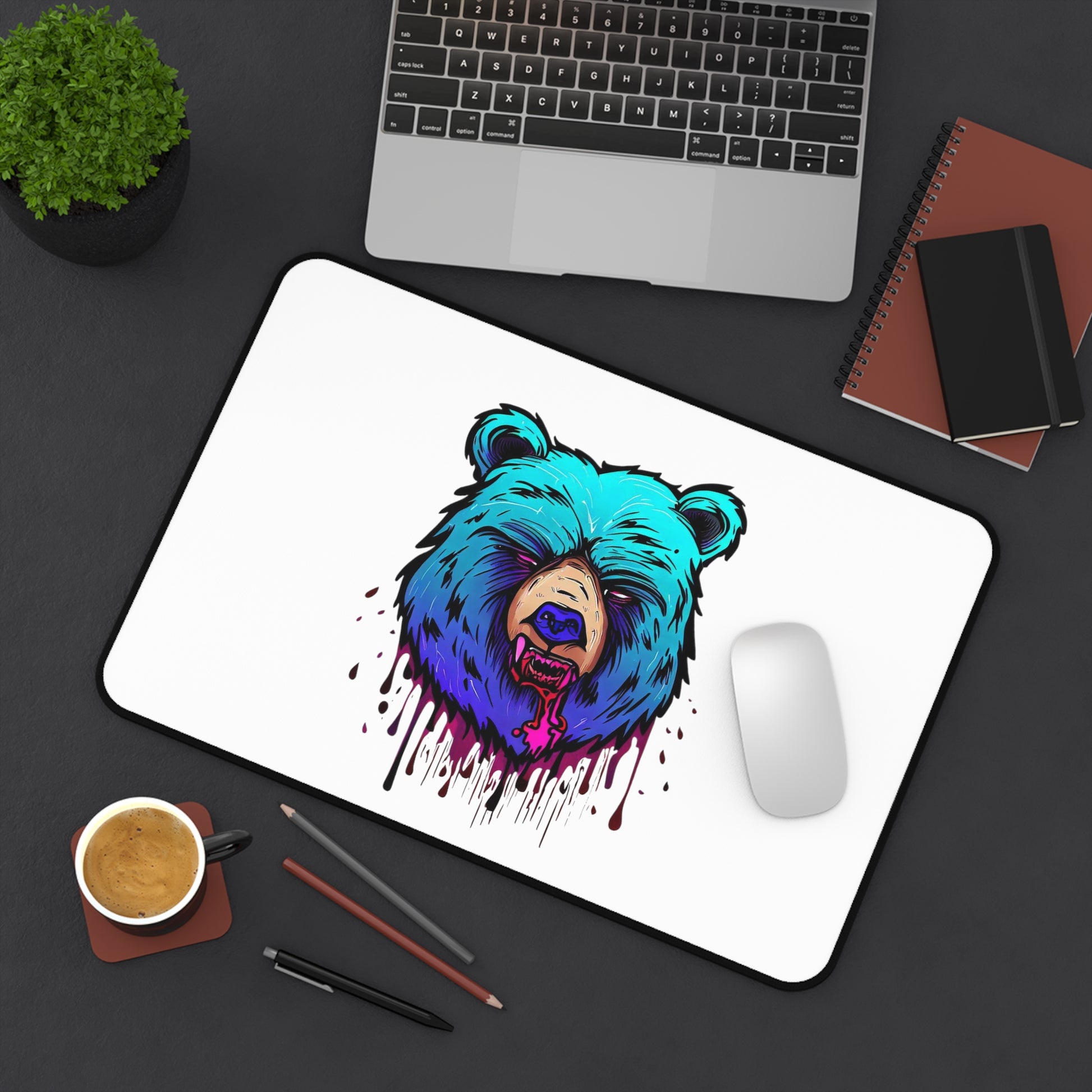 Graffiti mouse pad, Bear mouse pad, urban art Desk Mat, blue - SaviTraviDesigns