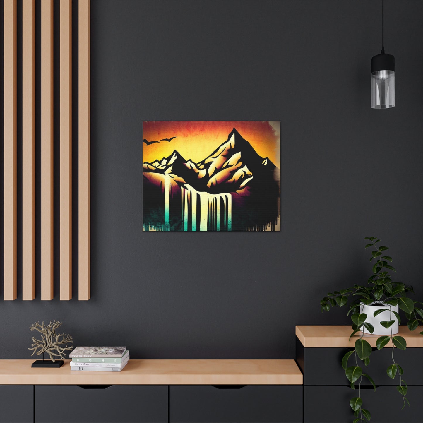 Mountain Waterfall, Graffiti art prints, Street art canvas, Urban art decor, Graffiti-style wall art, Graffiti canvas prints, Street art posters - SaviTraviDesigns