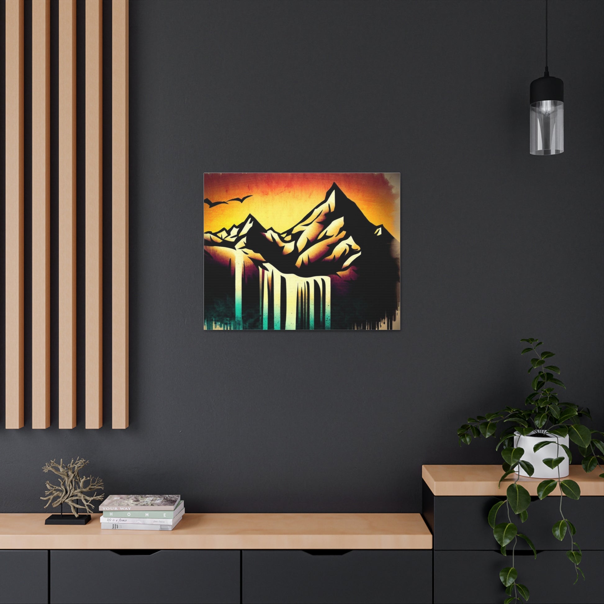 Mountain Waterfall, Graffiti art prints, Street art canvas, Urban art decor, Graffiti-style wall art, Graffiti canvas prints, Street art posters - SaviTraviDesigns