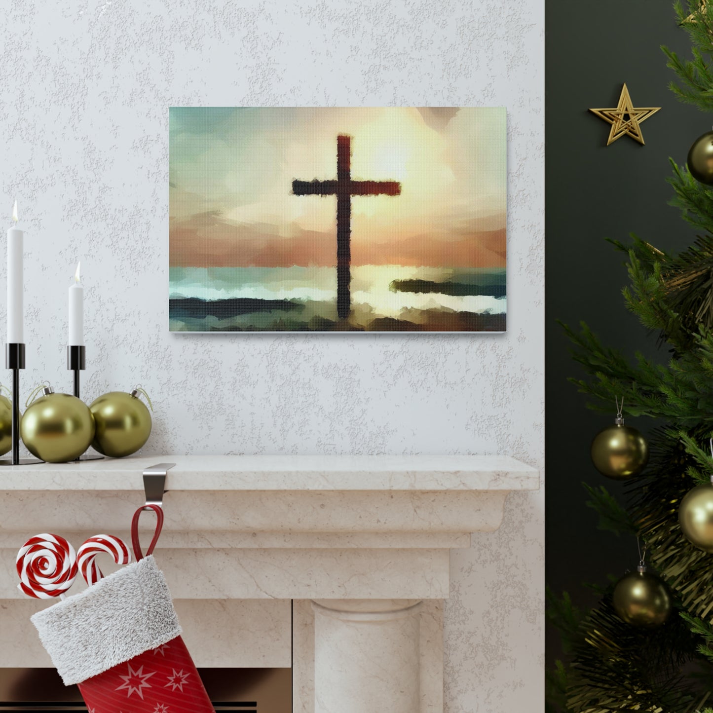 Christian wall art, Cross wall art, beach art, ocean art, Canvas Gallery Wraps - SaviTraviDesigns