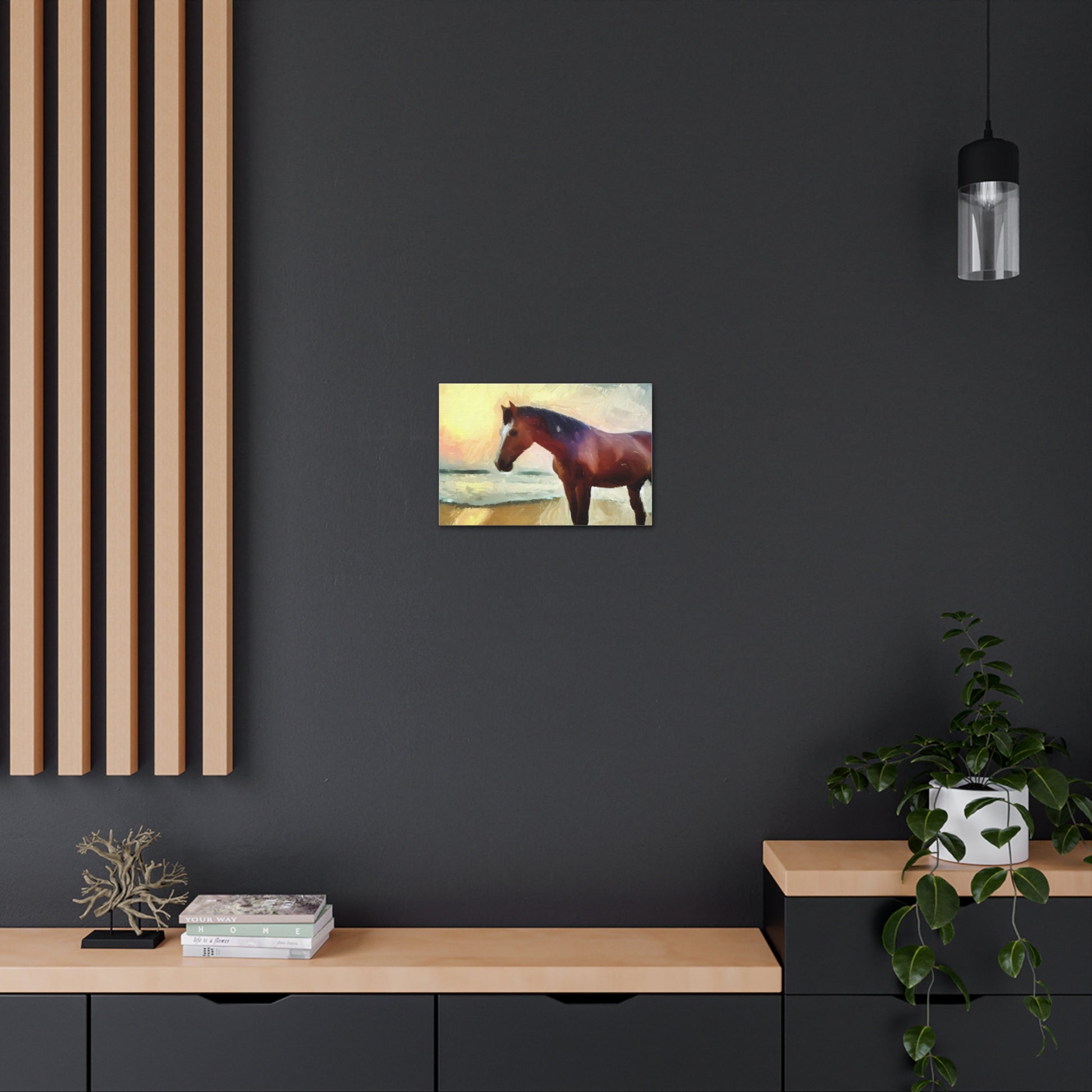 Horse wall art, beach wall art, ocean art, Canvas Gallery Wraps, Horse Beach, Sunset Beach - SaviTraviDesigns