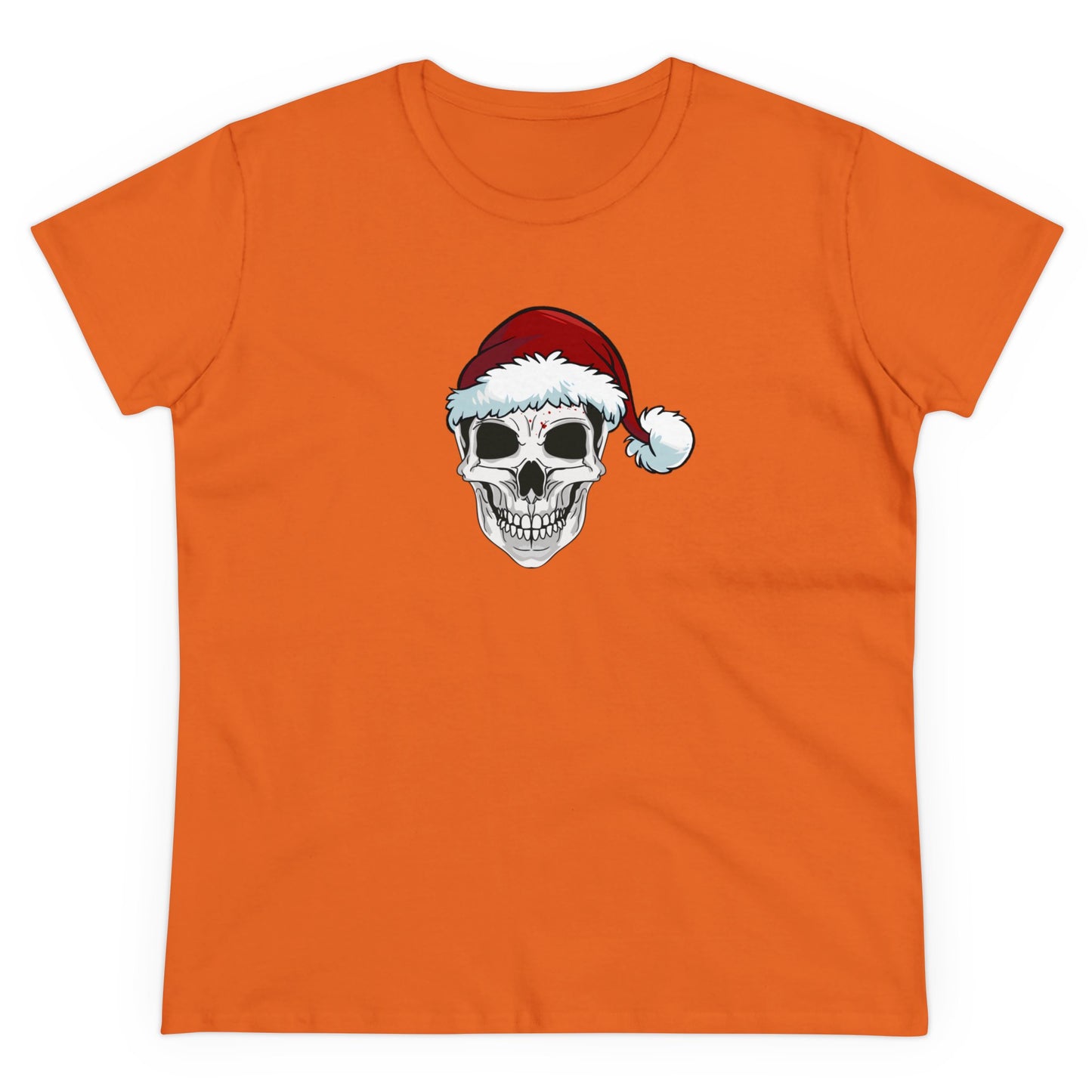 Skeleton Santa Hat, Christmas Graphic Shirts, Festive Holiday T-Shirts, Ugly Christmas Sweater Tees, Funny Christmas Shirt Designs, Cute Xmas Graphic Tees Orange