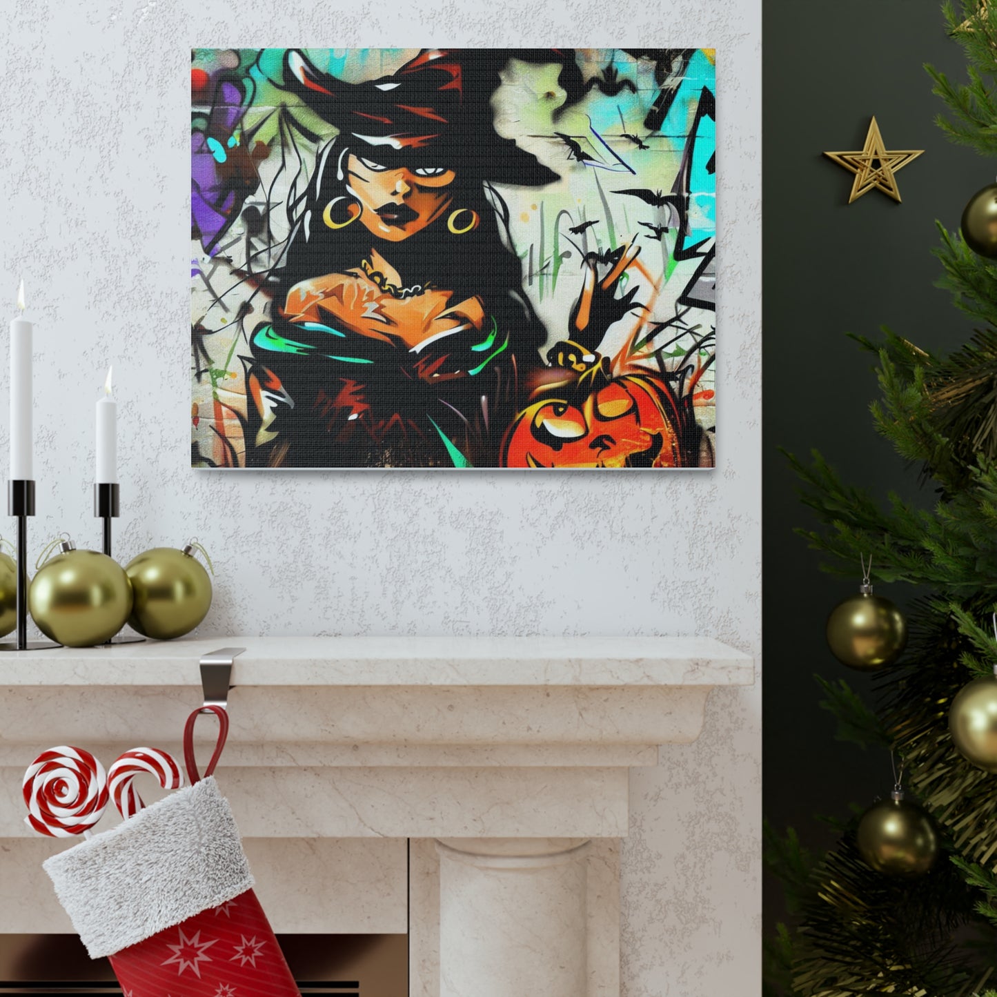 Halloween art, Witch canvas prints, Scary Halloween decor, Halloween home decor, Halloween wall, Gothic wall decor, Canvas Gallery Wraps