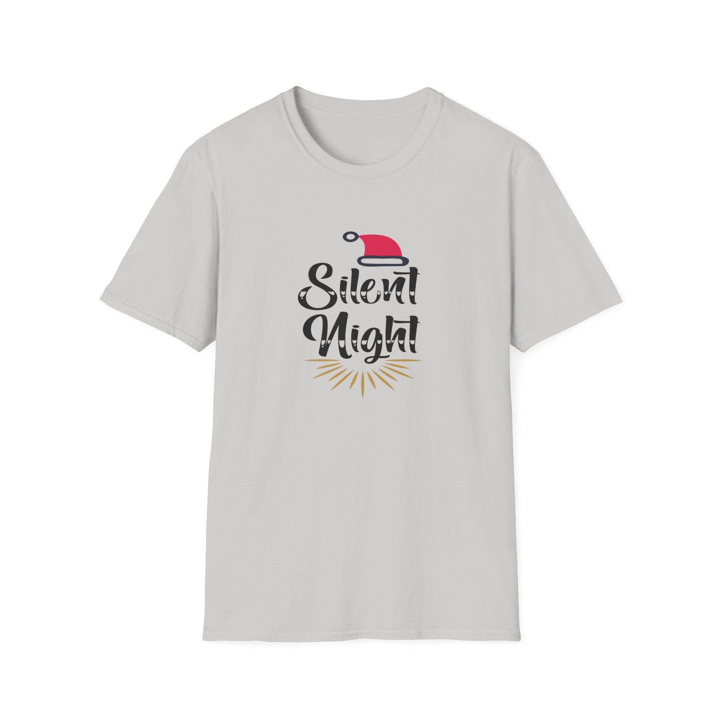 Silent Night Holiday Graphic T Shirt Ice Grey