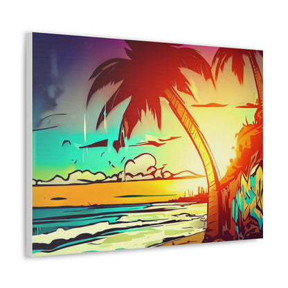 Graffiti Palm Tree, Sunset Beach, Graffiti art prints, Street art canvas, Urban art decor, Graffiti-style wall art, Graffiti canvas prints, Street art posters