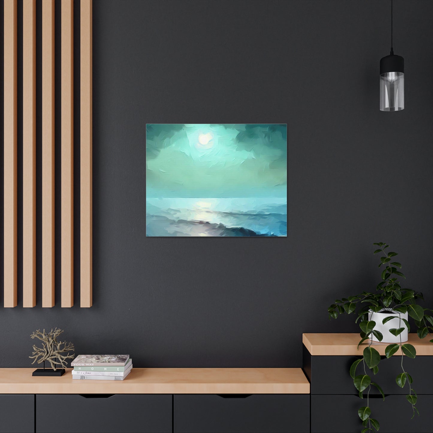 Moon wall art, Ocean wall art, ocean art, Canvas Gallery Wraps