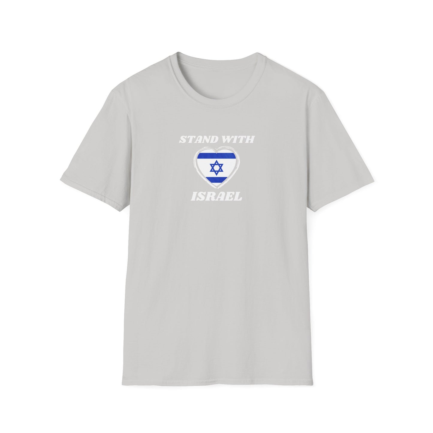 Stand with Israel Flag T-Shirt Ice Grey