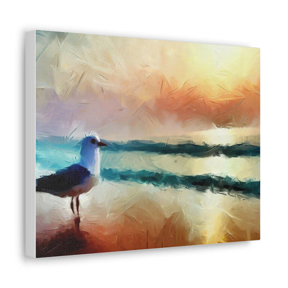 Sunset wall art, beach wall art, ocean art, Canvas Gallery Wraps, Seagull Beach