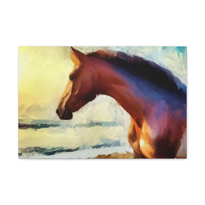 Horse wall art, beach art, ocean art, Canvas Gallery Wraps, Horse Beach, Sunset Beach - SaviTraviDesigns