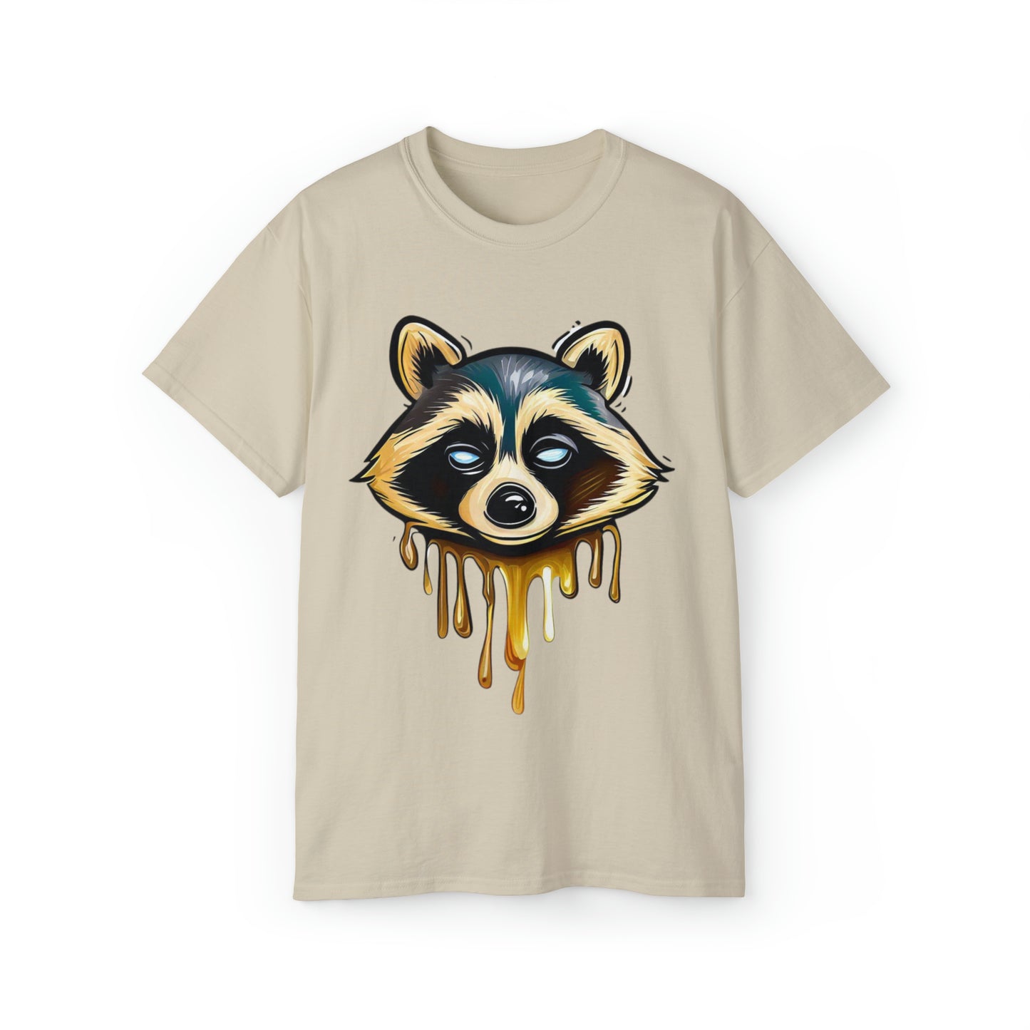 Raccoon Shirt, Graffiti Print Shirt, Unisex Ultra Cotton Tee, Golden Raccoon - SaviTraviDesigns