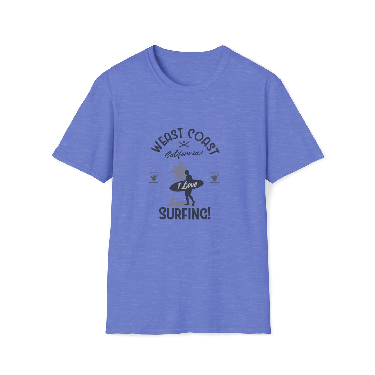 West Coast Surfing |Beach Lifestyle Shirts | Summer Vibe Apparel Heather Royal