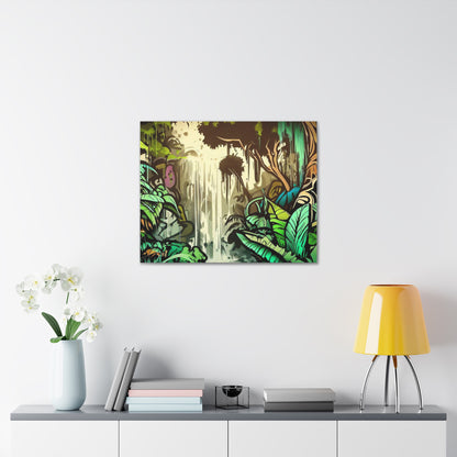 Jungle Waterfall, Rainforest Waterfall, Graffiti-inspired home decor, Modern street art prints, Graffiti wall art, Street art canvas art, Graffiti artist prints